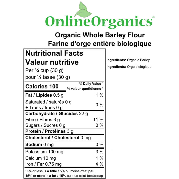 Organic Whole Barley Flour Nutritional Facts