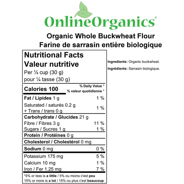 Organic Whole Buckwheat Flour Nutritional Facts