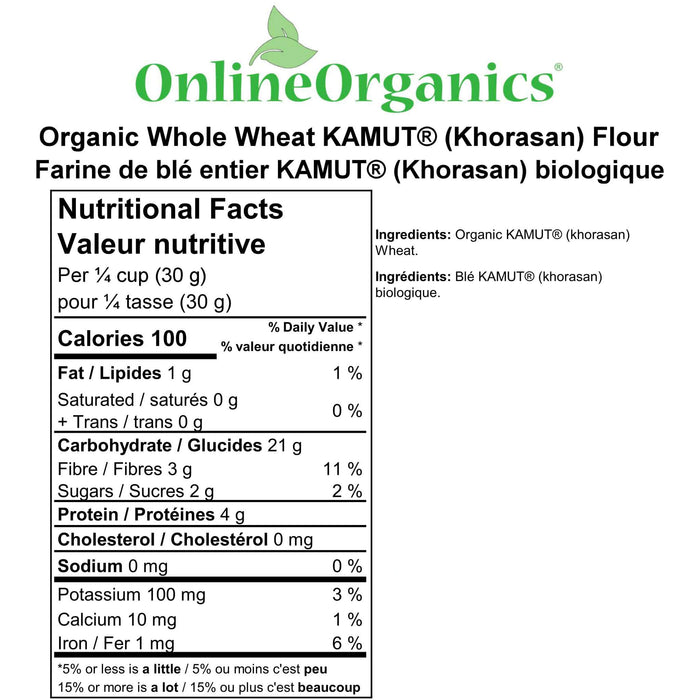 Organic Whole Khorasan Flour Nutritional Facts