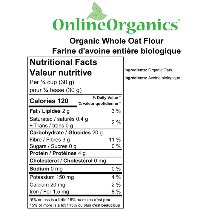 Organic Whole Oat Flour Nutritional Facts