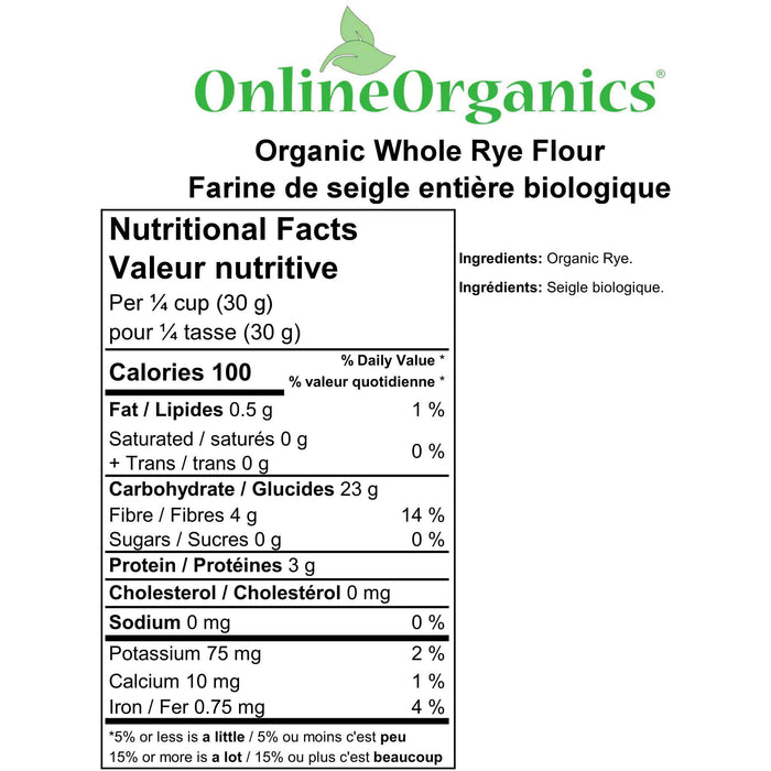 Organic Whole Rye Flour Nutritional Facts