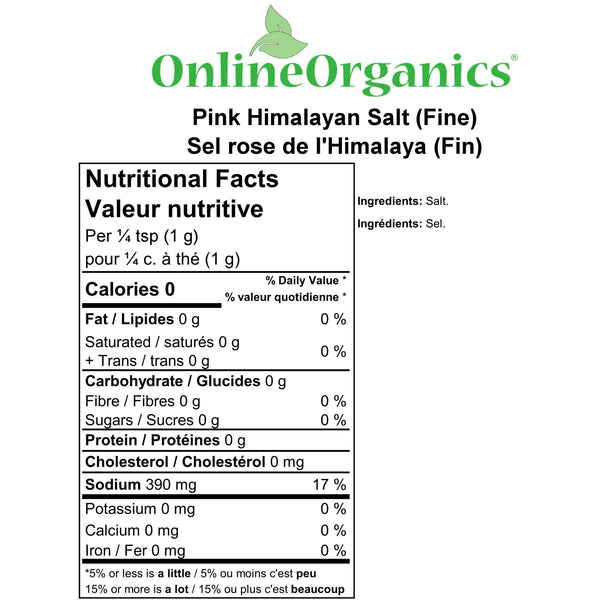 Pink Himalayan Salt (Fine) Nutritional Facts