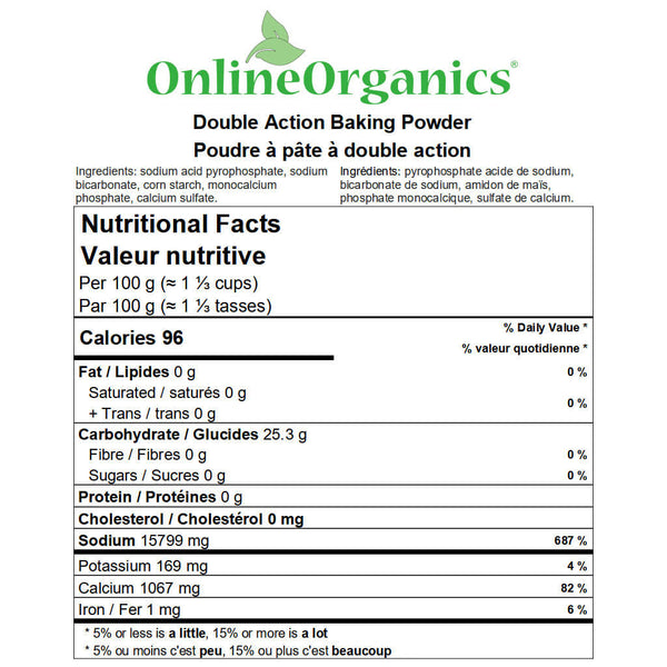Double Action Baking Powder Nutritional Facts