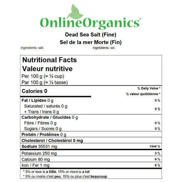 Fine Dead Sea Salt Nutritional Facts