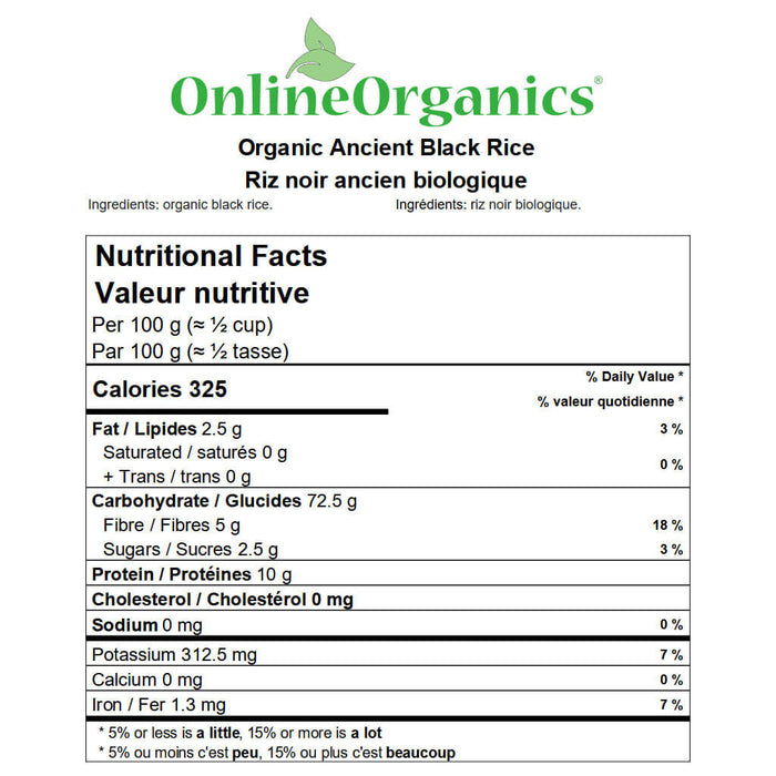 Organic Ancient Black Rice Nutritional Facts