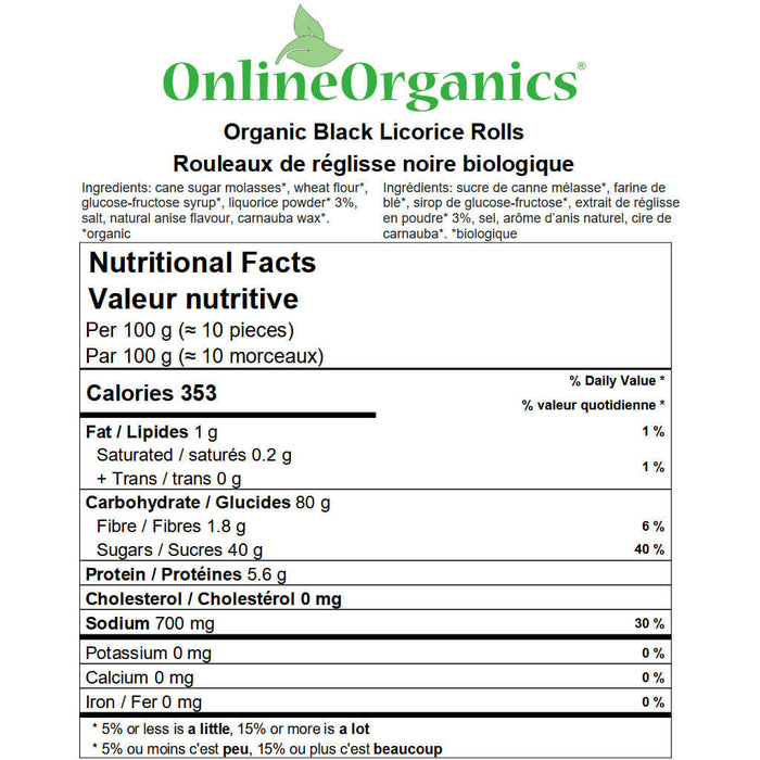 Organic Black Licorice Rolls Nutritional Facts