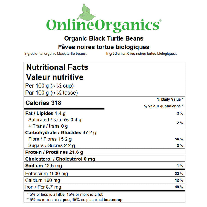 Organic Black Turtle Beans Nutritional Facts