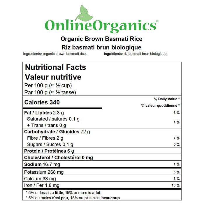 Organic Brown Basmati Rice Nutritional Facts