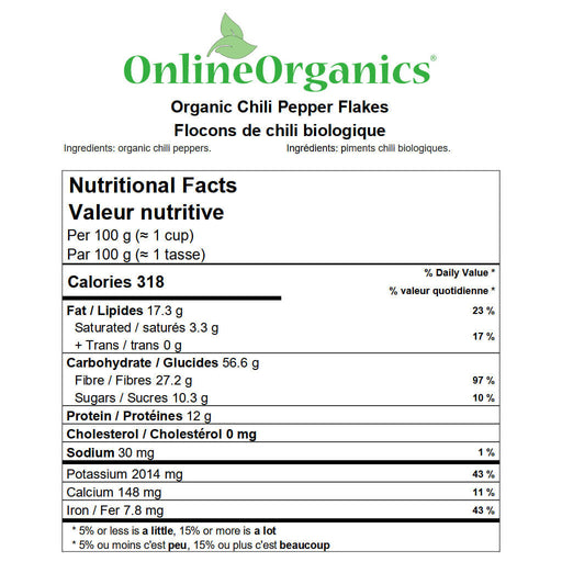 Organic Chili Pepper Crushed Nutritional Facts