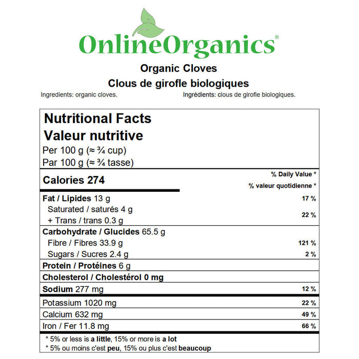 Organic Cloves Nutritional Facts