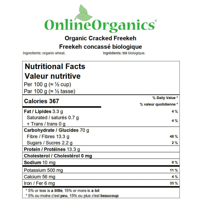 Organic Cracked Freekeh Nutritional Facts