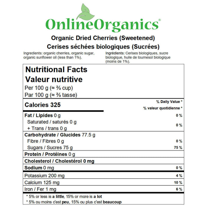 Organic Dried Cherries Nutritional Facts