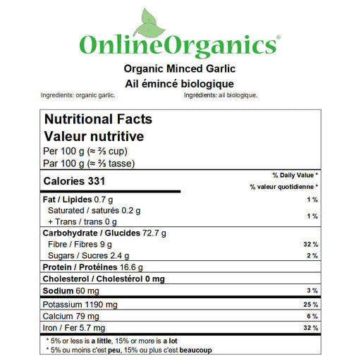 Organic Garlic Minced Nutritional Facts