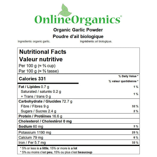 Organic Garlic Powder Nutritional Facts