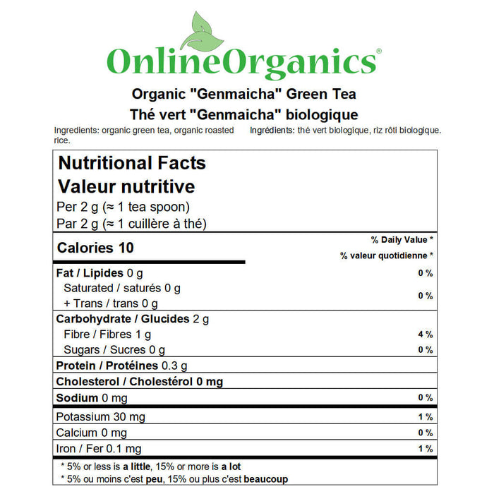 Organic ''Genmaicha'' Green Tea Nutritional Facts