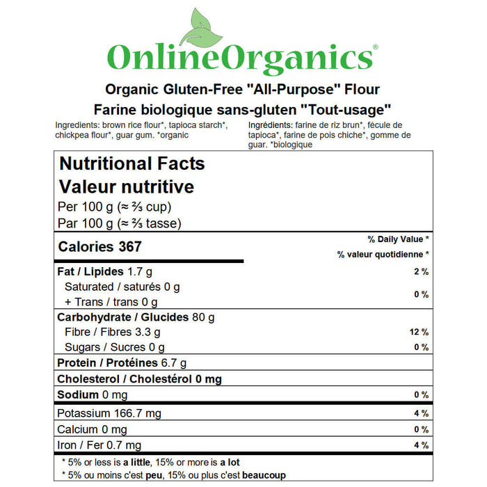 Organic Gluten-Free ''All-Purpose'' Flour Nutritional Facts