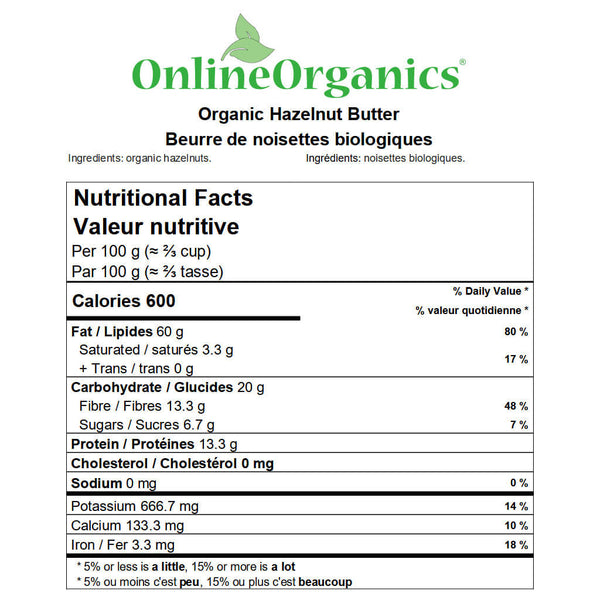 Organic Hazelnut Butter Nutritional Facts