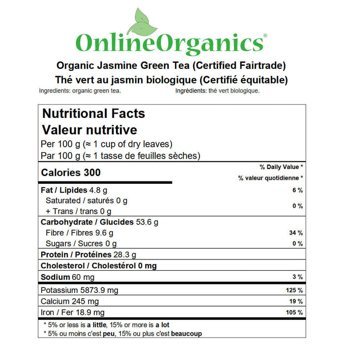 Organic Jasmine Green Tea Nutritional Facts