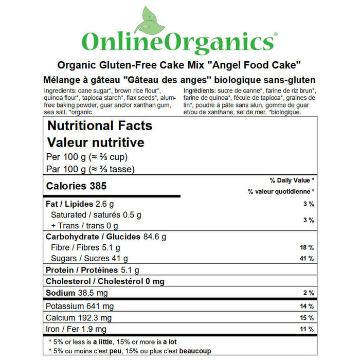 Organic Gluten-Free Cake Mix "Angel Food Cake" Nutritional Facts