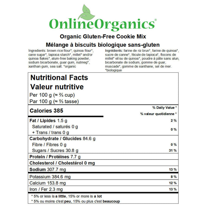 Organic Gluten-Free Cookie Mix Nutritional Facts