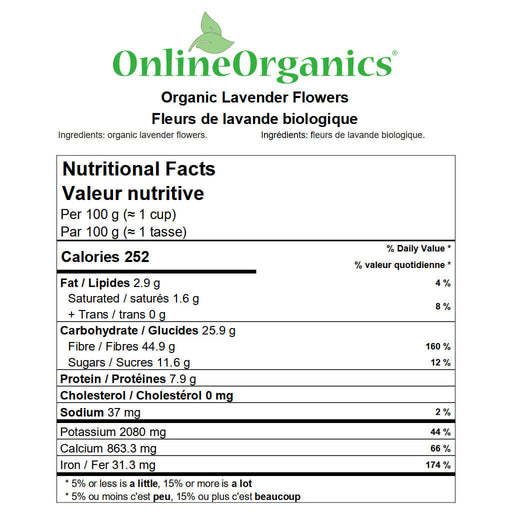 Organic Lavender Flowers Whole Nutritional Facts