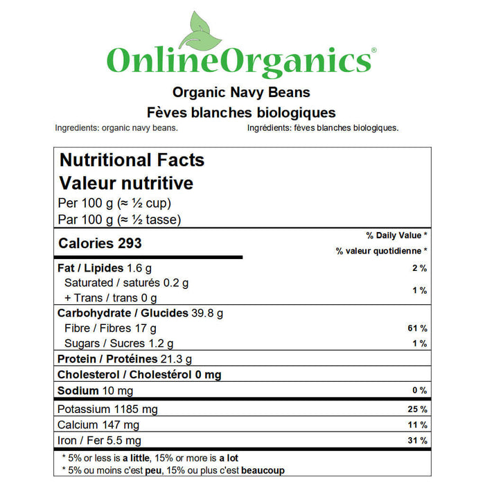 Organic Navy Beans Nutritional Facts