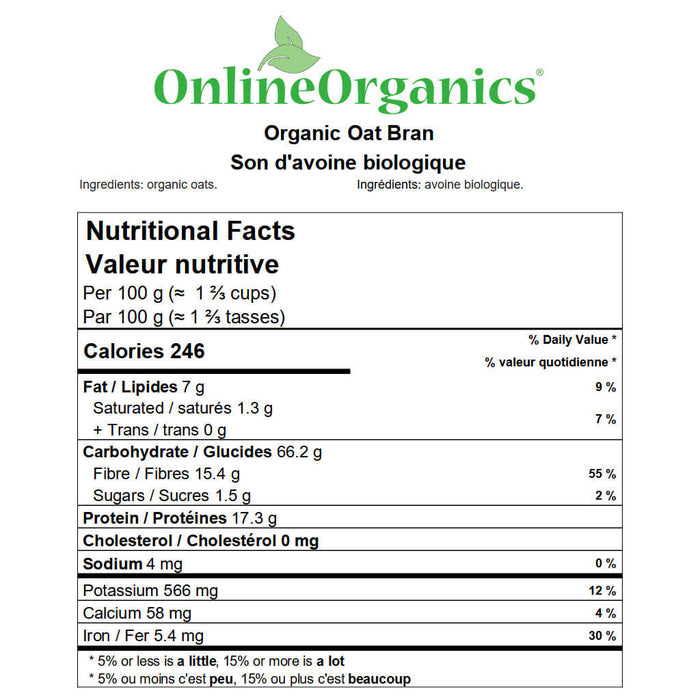 Organic Oat Bran Nutritional Facts