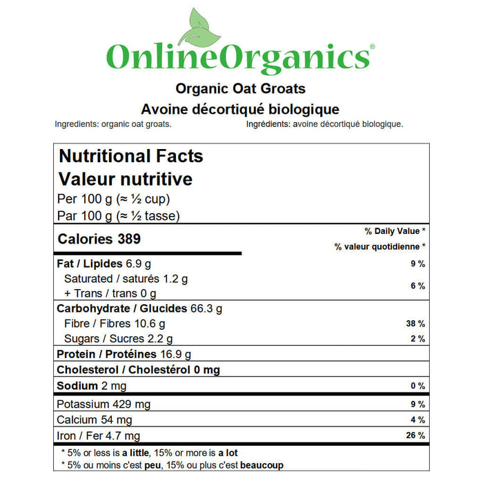 Organic Oat Groats Nutritional Facts
