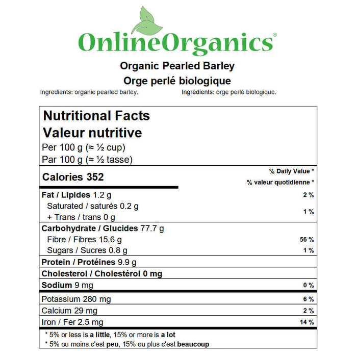 Organic Pearled Barley Nutritional Facts
