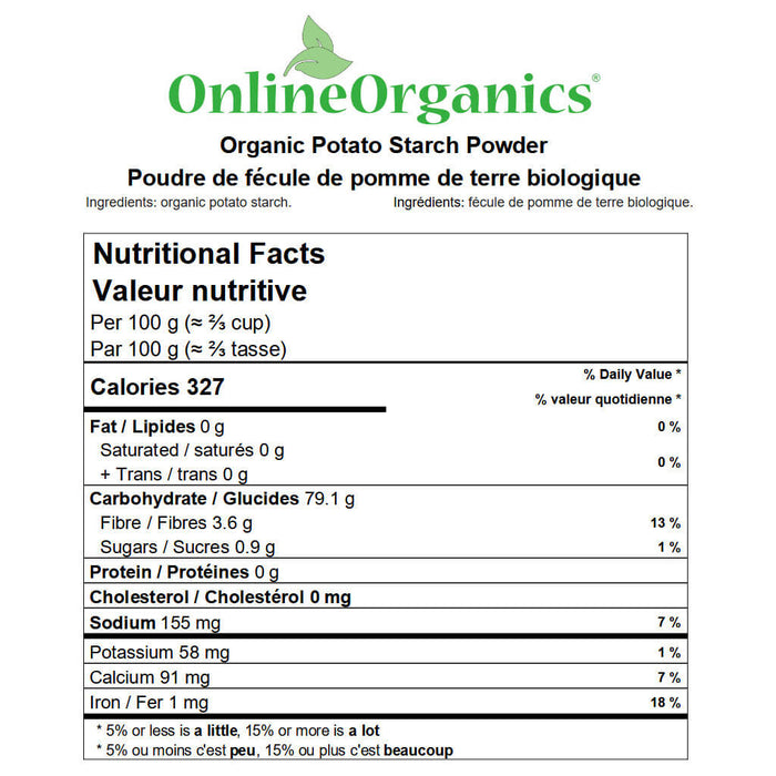 Organic Potato Starch Powder Nutritional Facts