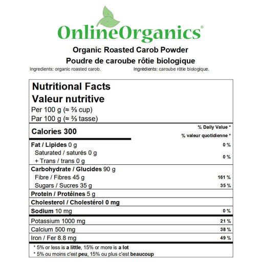 Organic Roasted Carob Powder Nutritional Facts