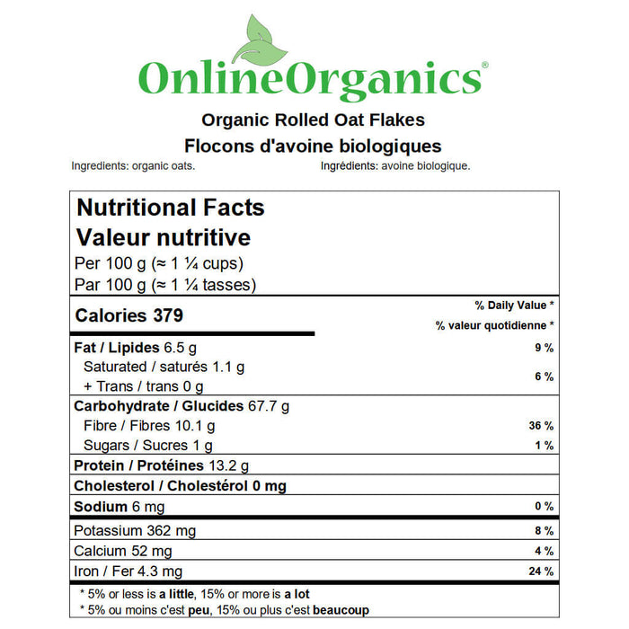 Organic Rolled Oat Flakes Nutritional Facts