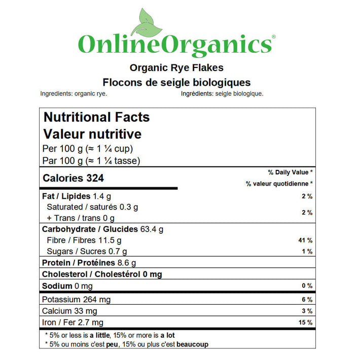 Organic Rye Flakes Nutritional Facts