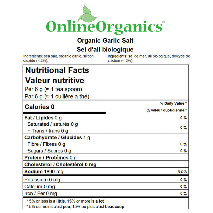 Organic Garlic Salt Nutritional Facts