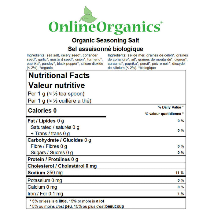 Organic Seasoning Salt Nutritional Facts