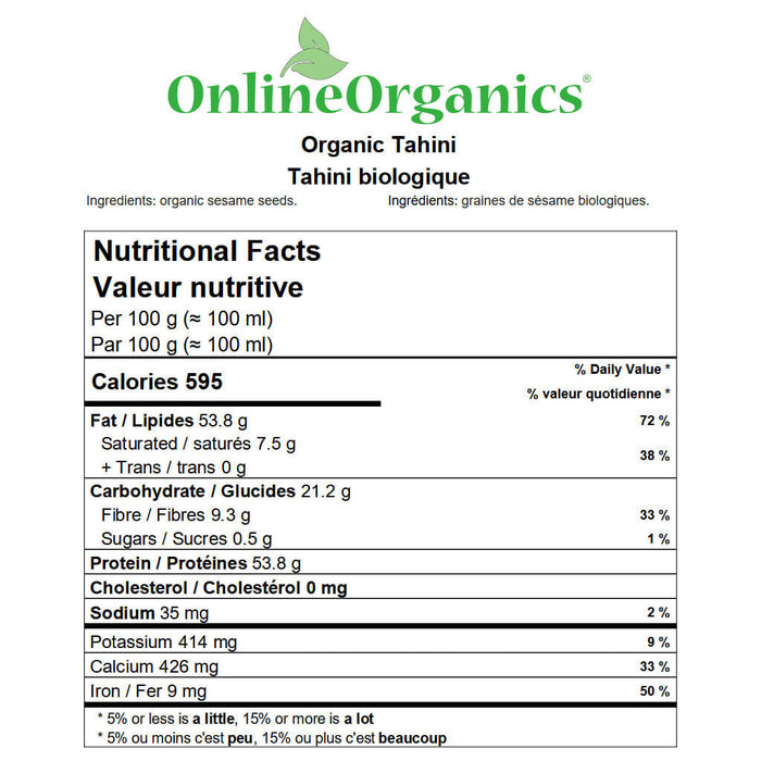 Organic Tahini Nutritional Facts
