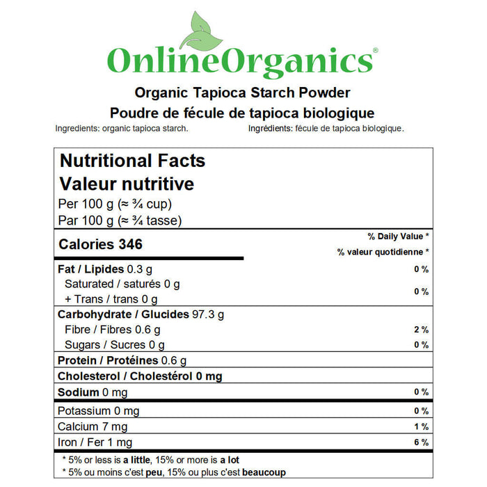 Organic Tapioca Starch Powder Nutritional Facts