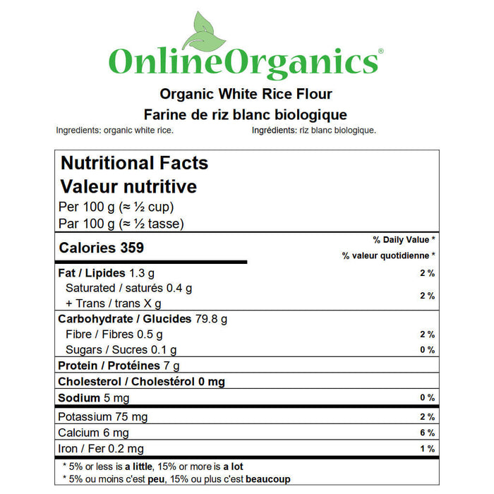 Organic White Rice Flour Nutritional Facts