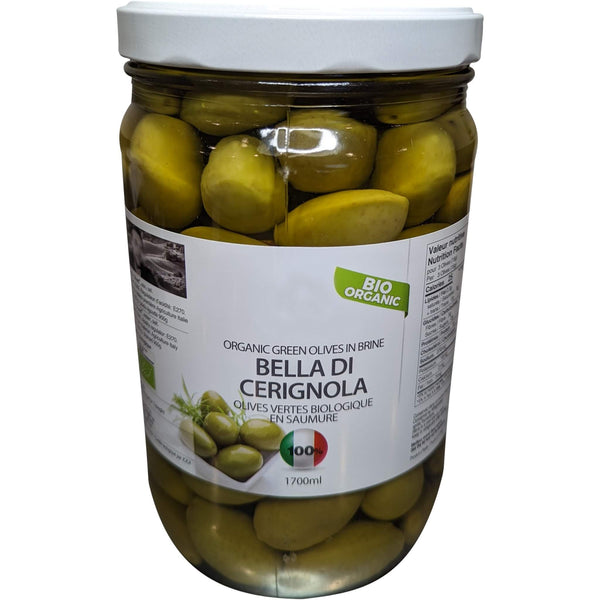 Organic Whole Green Italian "Bella di Cerignola" Olives