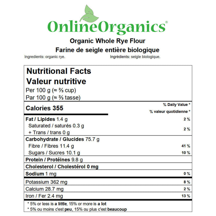Organic Whole Rye Flour Nutritional Facts